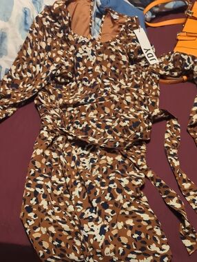 JDY Brown Navy White Printed Dress